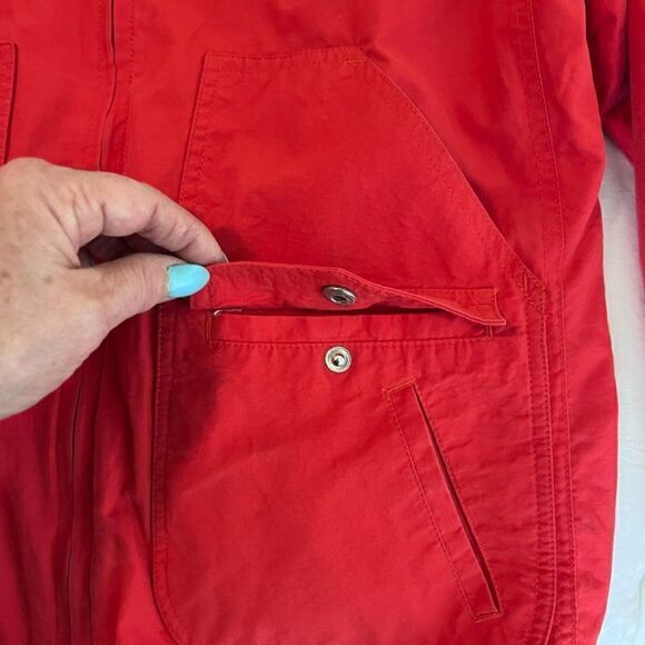 Larry Levine LL Red Sport Hooded Zip Windbreaker Jacket Size Small - Picture 6 of 9